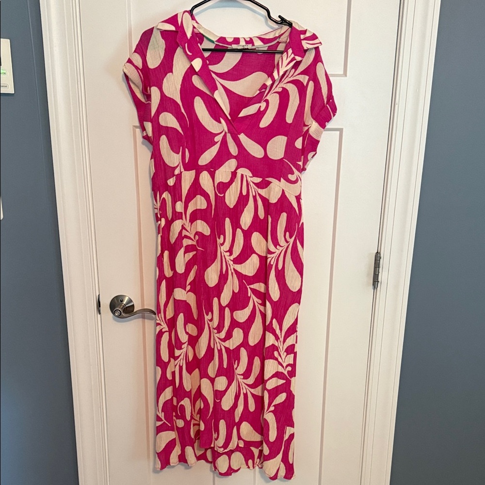 Umgee Pink and Cream Midi Dress